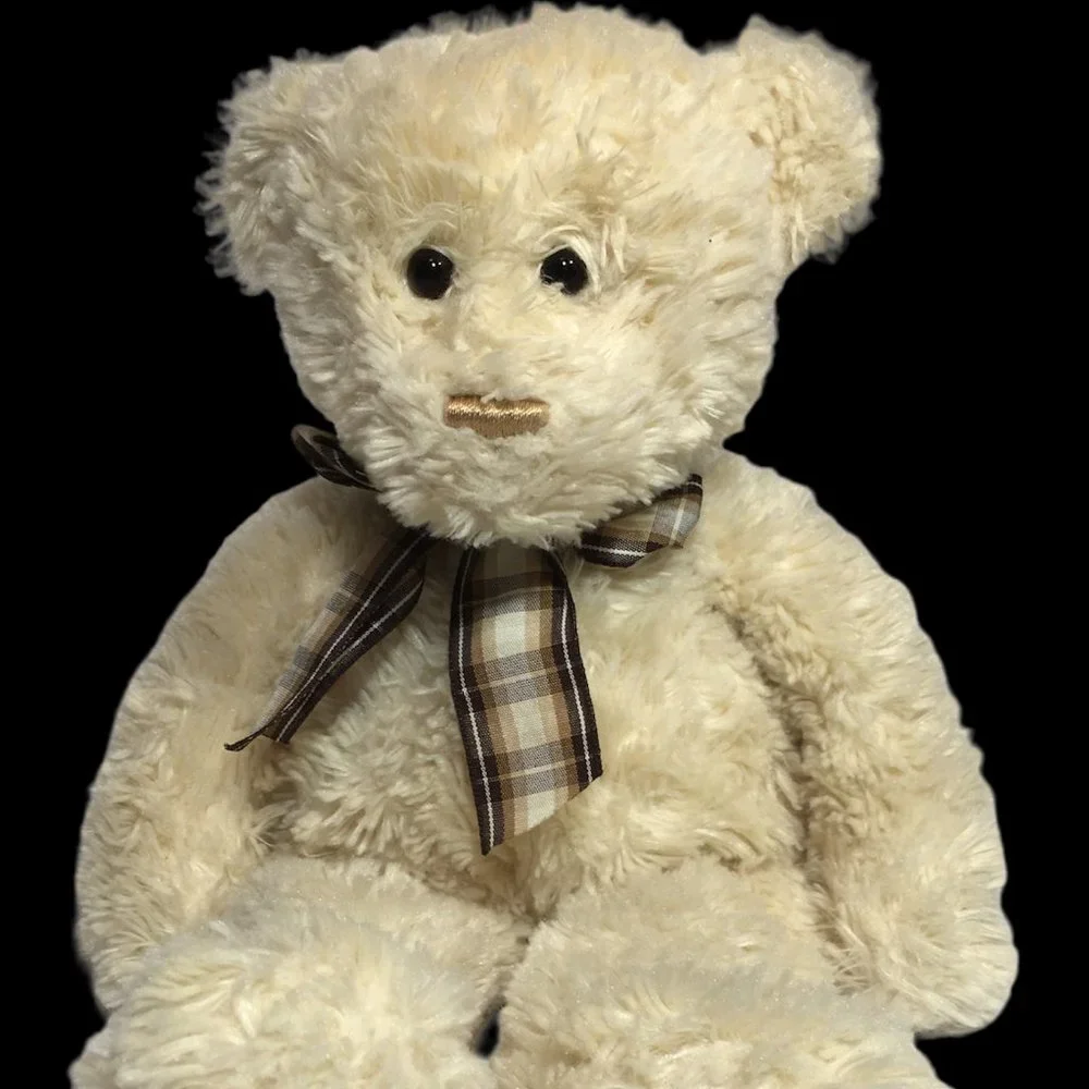 Ty Classic Charisse Ivory Cream Teddy Bear 2006 Beanbag Plush Plaid Bow RARE HTF - Picture 2 of 8